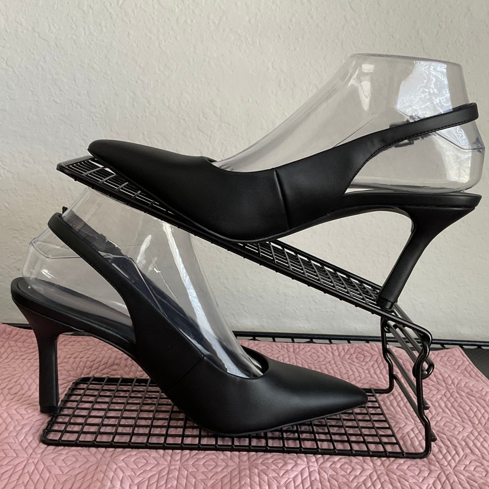 Nordstrom Rack Priscilla Black Slingback Pointed Toe Heels Womens 8.5M - Picture 3 of 16